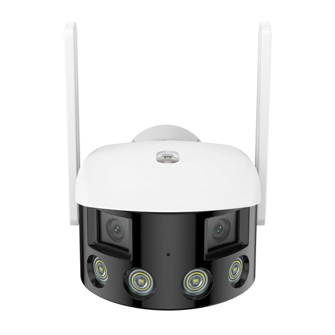 Certifié remis à neuf Caméra de Sécurité Extérieure Panoramique WiFi - Double Objectif, 2K 4MP, 180°, Vision Nocturne Couleur, Compatible Alexa & Google