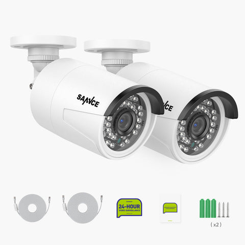 Caméra IP de sécurité extérieure PoE Super HD 5MP avec enregistrement audio pour SANNCE NVR N98PBD/N96PBK (lot de 2)