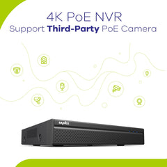 Système de Sécurité Domestique Professionnel - Enregistrement Audio, 4K 8 Canaux NVR PoE Filaire,6 Caméras Bullet CCTV IP 3MP