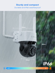 3MP 10 canaux sans fil Système de caméras de vidéosurveillance, 6 PTZ caméras & 2 Bullet caméras , enregistreur NVR 8MP, enregistrement audio, détection humaine IA, compatible avec Alexa