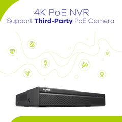 Système de Sécurité Domestique - Enregistrement Audio, 4K 8 Canaux NVR PoE Filaire, 4 Caméras Bullet CCTV IP 3MP