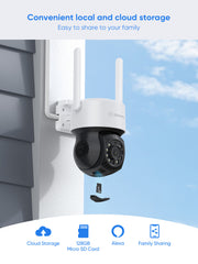 3MP 10 canaux sans fil Système de caméras de vidéosurveillance, 4 PTZ caméras & 2 Bullet caméras , enregistreur NVR 8MP, enregistrement audio, détection humaine IA, compatible avec Alexa