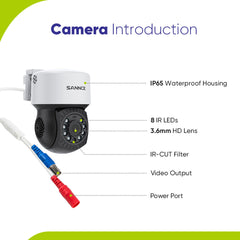 5MP 8 canaux PT Système de caméra de sécurité  - DVR hybride 5 en 1, caméra de vidéosurveillance Pan & Tilt, vision nocturne jusqu'à 100 pieds, détection de mouvement, extérieure, étanche