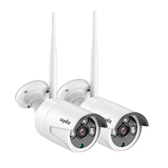 3MP Caméra de sécurité sans fil, 2Pcs WiFi IP Caméras pour SANNCE N48WHE/N98WHG NVR, détection humaine AI, fonctionne avec Alexa, vision nocturne 100ft, accès à distance & alertes de mouvement intelligentes