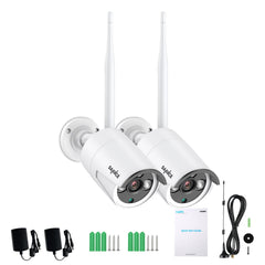 3MP Caméra de sécurité sans fil, 2Pcs WiFi IP Caméras pour SANNCE N48WHE/N98WHG NVR, détection humaine AI, fonctionne avec Alexa, vision nocturne 100ft, accès à distance & alertes de mouvement intelligentes