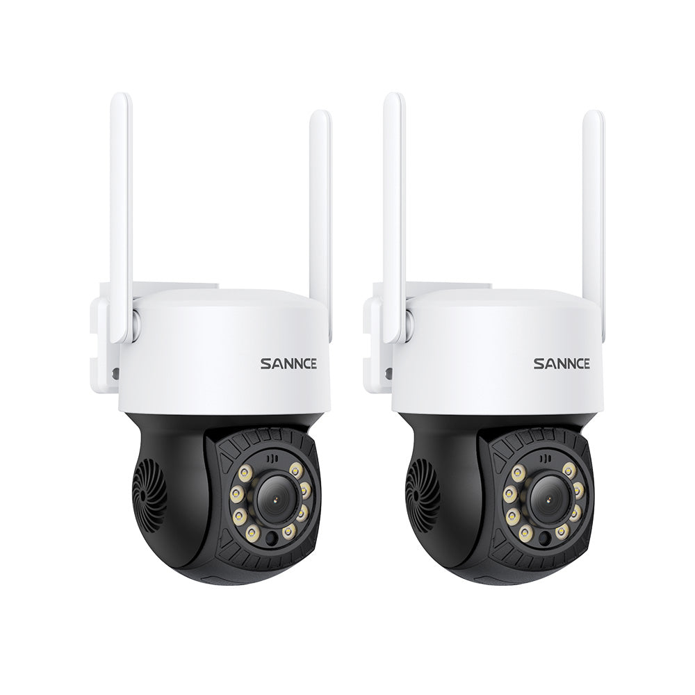5MP PT Caméra de Sécurité Sans Fil , Panoramique & Inclinaison, 2 Caméras IP WiFi pour NVR SANNCE N48WHE/N98WHE, Détection Humaine AI, Compatible avec Alexa, Vision Nocturne de 100 pieds, Accès à Distance & Alertes Intelligentes de Mouvement
