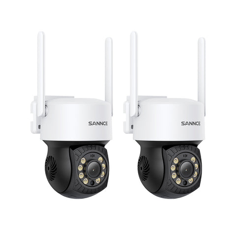 5MP PT Caméra de Sécurité Sans Fil , Panoramique & Inclinaison, 2 Caméras IP WiFi pour NVR SANNCE N48WHE/N98WHE, Détection Humaine AI, Compatible avec Alexa, Vision Nocturne de 100 pieds, Accès à Distance & Alertes Intelligentes de Mouvement