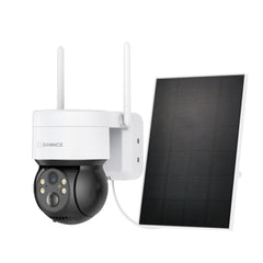 Caméra IP sans fil Panoramique et Inclinaison 4MP - Alimentation sur Batterie/Solaire, Vision Nocturne Couleur, Audio Bidirectionnel, Compatible avec Alexa, Détection de Forme Humaine par PIR