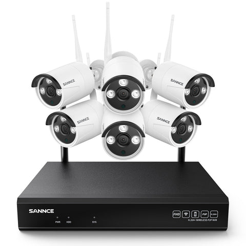 10 Canaux 5MP Système Caméra de Sécurité Sans Fil, NVR 8MP, 6 sans fil Caméra,  Audio Bidirectionnel, Étanche IP66, Détection Intelligente de l'IA Humaine, Compatible Avec Alexa & ONVIF