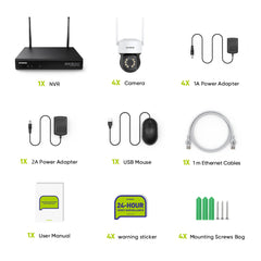 10 Canaux 5MP PT Système de Caméra Sécurité Sans Fil, NVR 8MP, 6 PT Caméra, Panoramique & Inclinaison, Audio Bidirectionnel, Étanche IP66, Détection Intelligente de l'IA Humaine, Compatible Avec Alexa