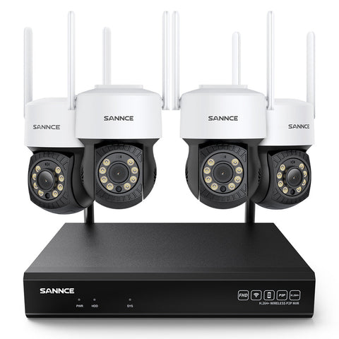 10 Canaux 5MP PT Système de Caméra Sécurité Sans Fil, NVR 8MP, 4 PT Caméra, Panoramique & Inclinaison, Audio Bidirectionnel, Étanche IP66, Détection Intelligente de l'IA Humaine, Compatible Avec Alexa