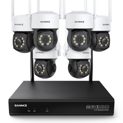 10 Canaux 5MP PT Système de Caméra Sécurité Sans Fil, NVR 8MP, 6 PT Caméra, Panoramique & Inclinaison, Audio Bidirectionnel, Étanche IP66, Détection Intelligente de l'IA Humaine, Compatible Avec Alexa