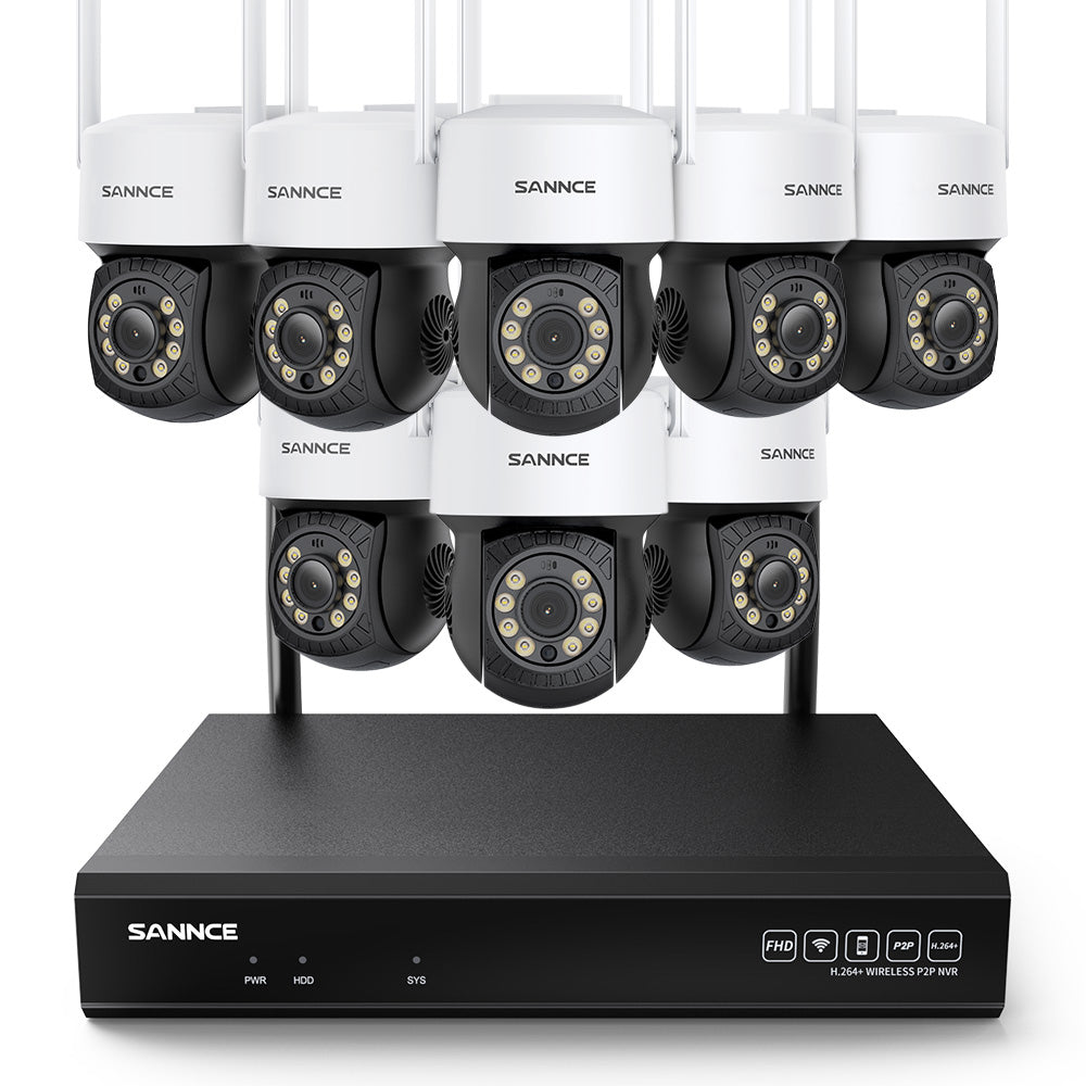 10 Canaux 5MP PT Système de Caméra Sécurité Sans Fil, NVR 8MP, 8 PT Caméra, Panoramique & Inclinaison, Audio Bidirectionnel, Étanche IP66, Détection Intelligente de l'IA Humaine, Compatible Avec Alexa