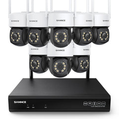 10 Canaux 5MP PT Système de Caméra Sécurité Sans Fil, NVR 8MP, 8 PT Caméra, Panoramique & Inclinaison, Audio Bidirectionnel, Étanche IP66, Détection Intelligente de l'IA Humaine, Compatible Avec Alexa