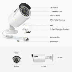 PoE 8 Canaux 4K Système de Caméra de Sécurité , 4 Caméras IP Extérieures 8MP, Alertes Intelligents Personne/Véhicule, NVR Compatible ONVIF, Audio Bidirectionnel