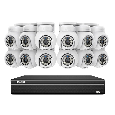 16 canaux 4K PoE PTZ Système de caméras de sécurité, 8MP caméras IP PoE extérieures , Pan & Tilt, NVR compatible ONVIF, audio bidirectionnel, détection intelligente humaine/vehicule