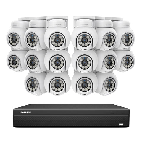 16 canaux 4K PoE PTZ Système de caméras de sécurité, 8MP caméras IP PoE extérieures , Pan & Tilt, NVR compatible ONVIF, audio bidirectionnel, détection intelligente humaine/vehicule