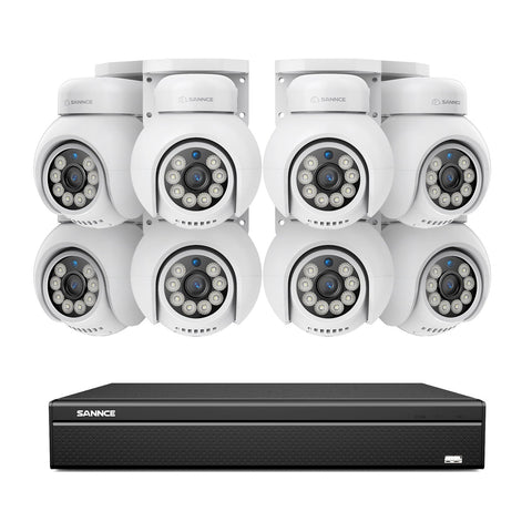 16 canaux 4K PoE PTZ Système de caméras de sécurité, 8MP caméras IP PoE extérieures , Pan & Tilt, NVR compatible ONVIF, audio bidirectionnel, détection intelligente humaine/vehicule