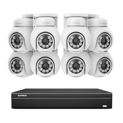 16 canaux 4K PoE PTZ Système de caméras de sécurité, 8MP caméras IP PoE extérieures , Pan & Tilt, NVR compatible ONVIF, audio bidirectionnel, détection intelligente humaine/vehicule