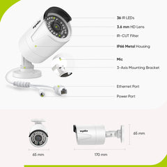 Système de caméras de sécurité PoE 4K 8 canaux, 4 caméras PoE, audio bidirectionnel, étanchéité IP66, détection humaine intelligente par IA, compatible avec Alexa et ONVIF