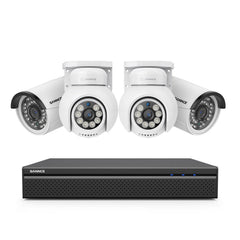 PoE PT 8 Canaux 4K Système de Caméra de Sécurité , 2 Caméras IP Panoramique et 2 Inclinaison 8MP, Alertes Intelligentes Personne/Véhicule, Audio Bidirectionnel, Compatible ONVIF