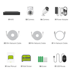 PoE PT 8 Canaux 4K Système de Caméra de Sécurité , 2 Caméras IP Panoramique et 4 Inclinaison 8MP, Alertes Intelligentes Personne/Véhicule, Audio Bidirectionnel, Compatible ONVIF
